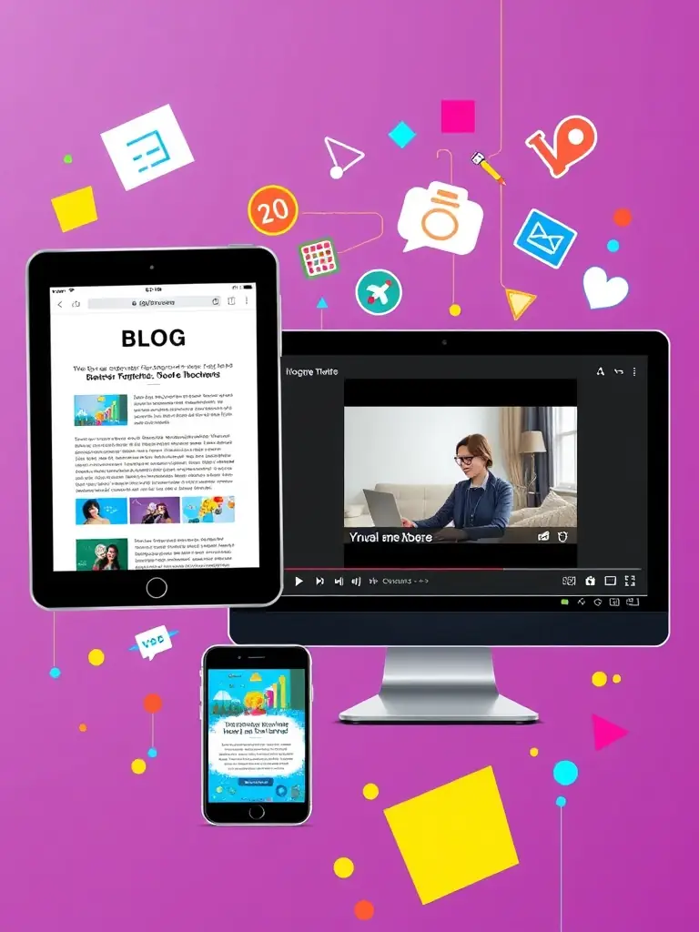 A diverse range of content pieces, including blog posts, articles, infographics, and videos, demonstrating AIIntelliAgency's content creation capabilities and expertise in various industries.