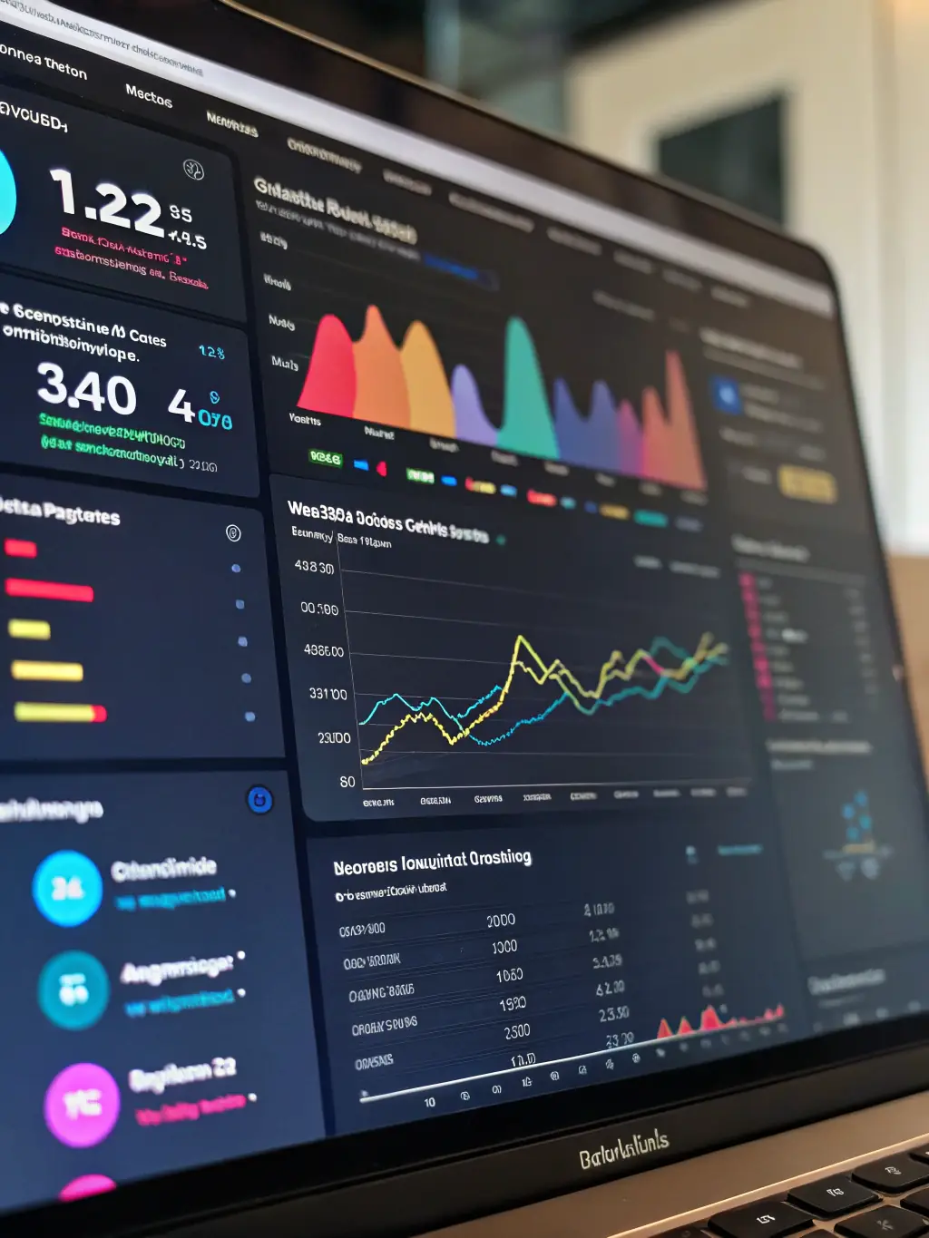 A visual representation of social media analytics data, highlighting key performance indicators and trends identified by AI, as used by AIIntelliAgency.